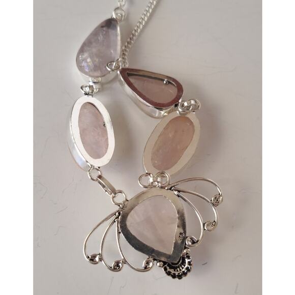 Elegant Rose Quartz Necklace - Sterling Silver Statement Jewelry - Picture 9 of 12